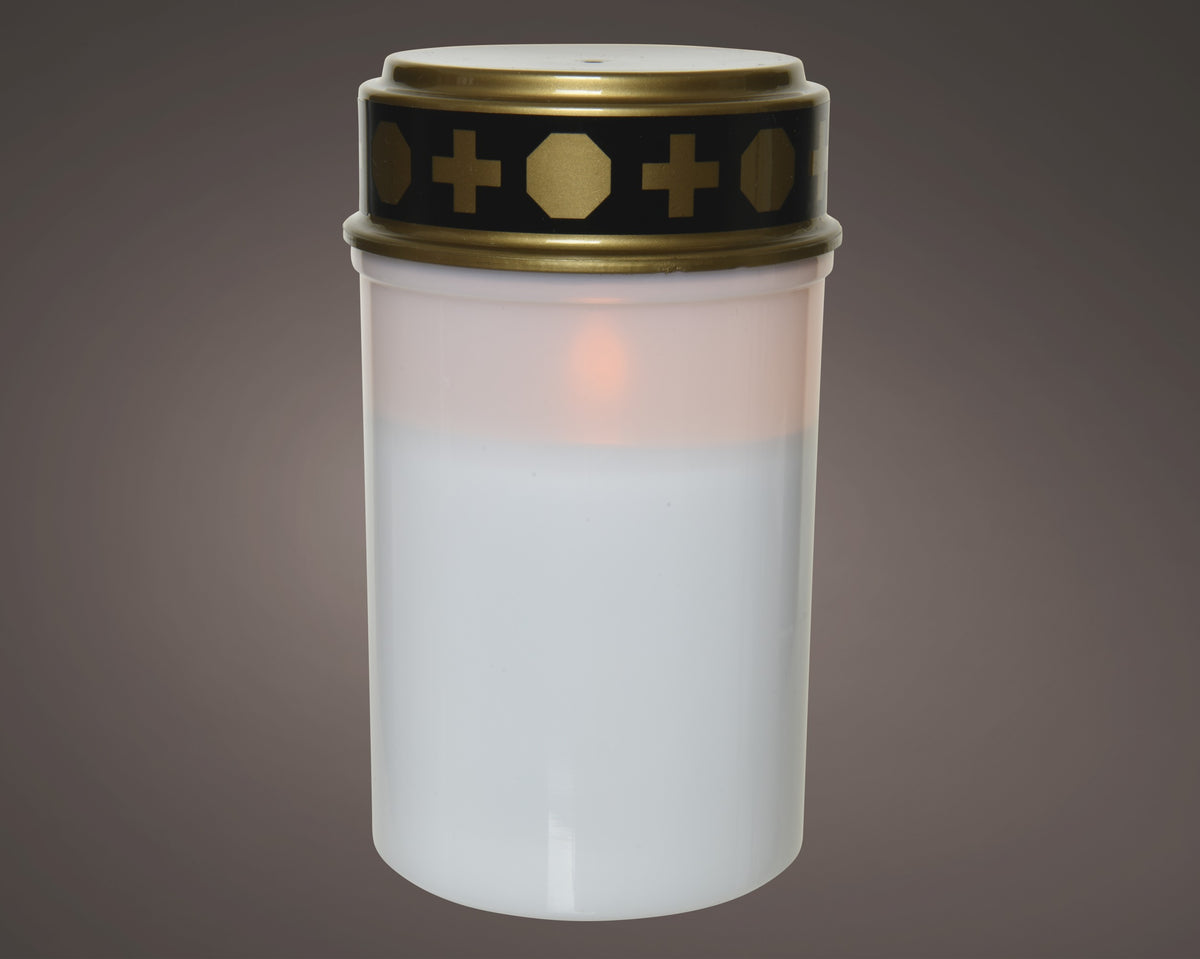 LED white grave candle with flame effect