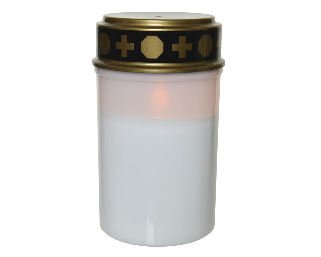 LED white grave candle with flame effect