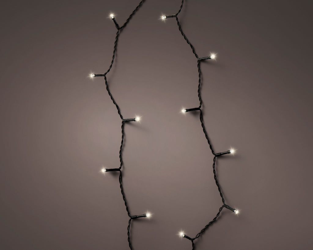 Outdoor 192 LED battery operated warm white lights on black cable