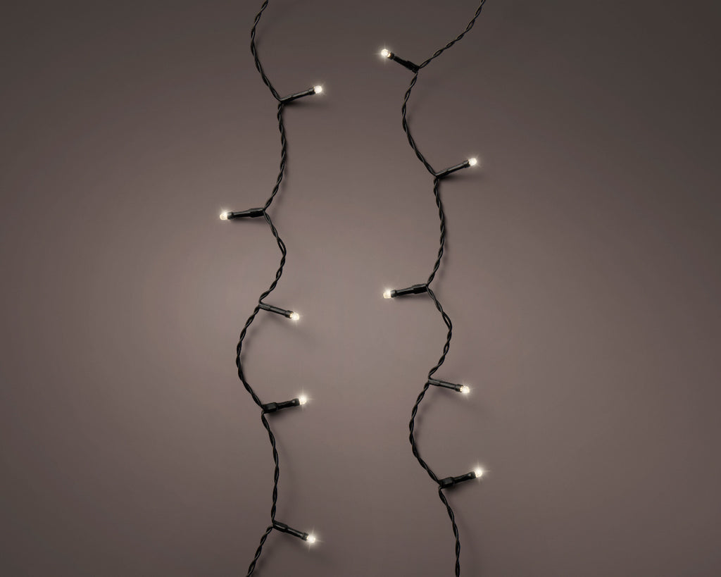 48 LED Battery Operated Warm White Lights on Black Cable
