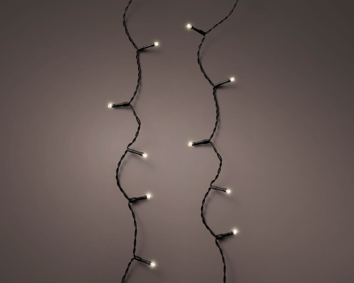 48 LED Battery Operated Warm White Lights on Black Cable