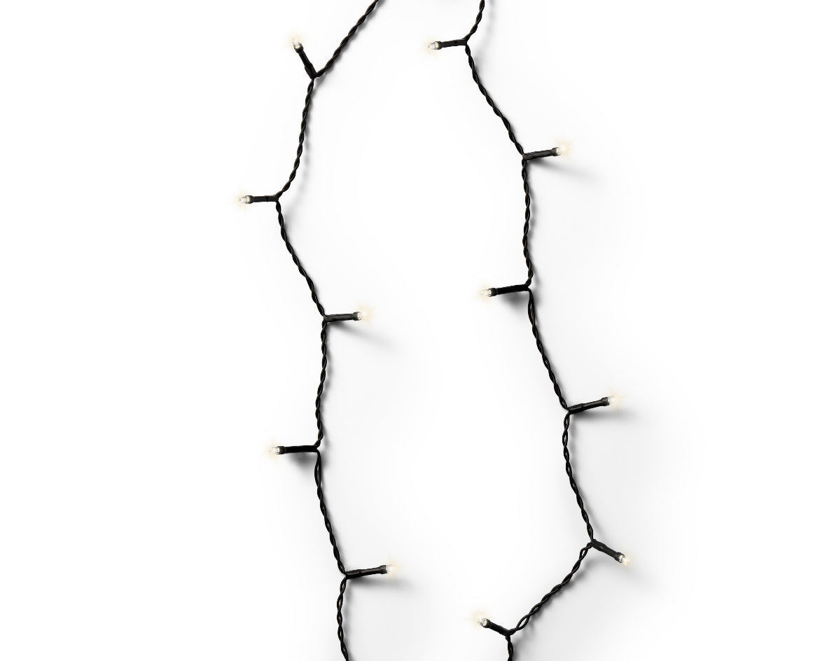 48 LED Battery Operated Warm White Lights on Black Cable
