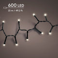 Outdoor 600 LED battery operated warm white lights on black cable