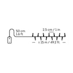 Outdoor 600 LED battery operated warm white lights on black cable