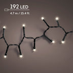 Outdoor 192 LED battery operated warm white lights on black cable