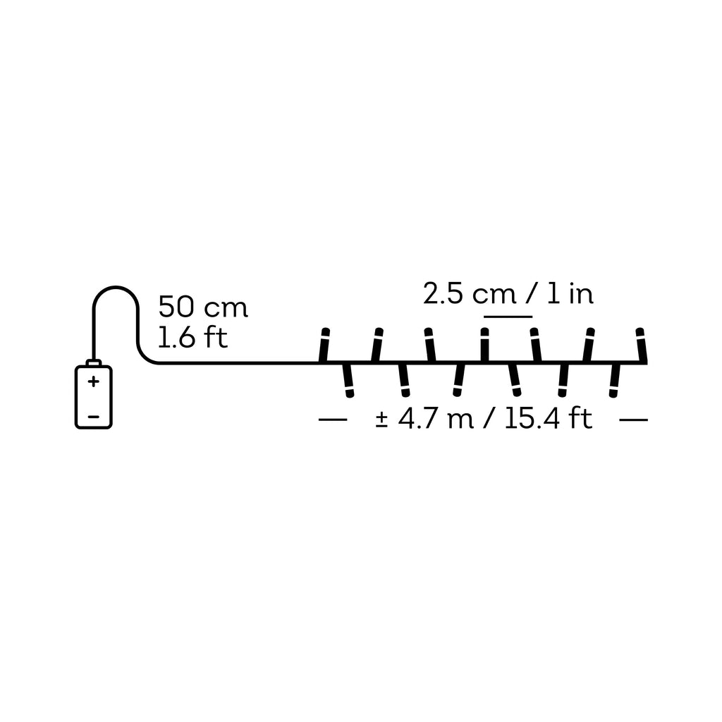 Outdoor 192 LED battery operated warm white lights on black cable
