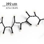 Outdoor 192 LED battery operated warm white lights on black cable