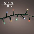 500 LED compact multi colour lights on green cable