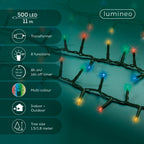 500 LED compact multi colour lights on green cable