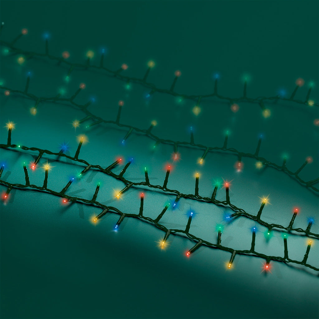 1500 LED compact multi-coloured lights on green cable