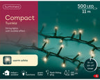 500 LED Compact Warm White Lights on Green Cable