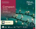 750 LED Compact warm white lights on green cable