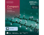 1000 LED Compact Cool White Lights on Green Cable