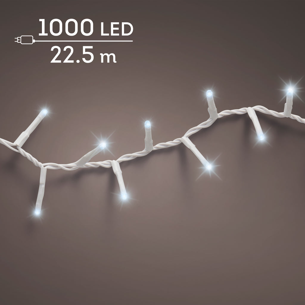 1000 LED compact tree cool white lights with white wire