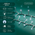 1000 LED compact tree cool white lights with white wire