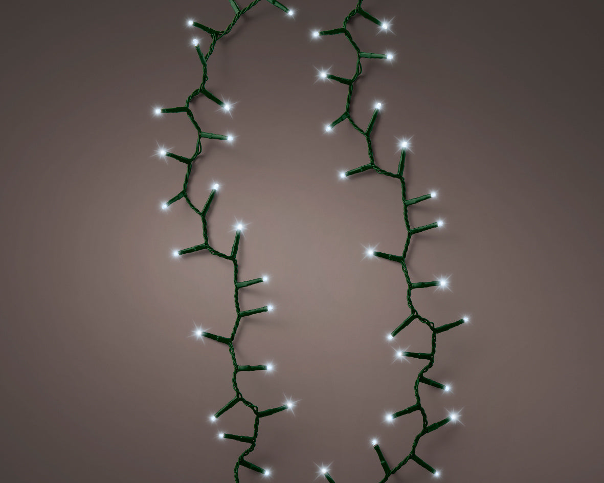 1500 LED compact cool white lights on green cable