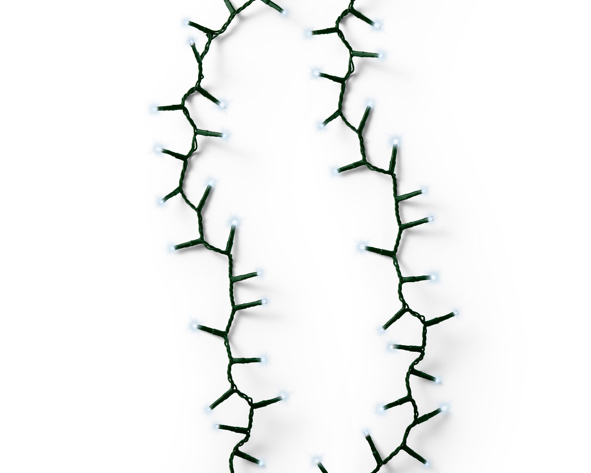 1500 LED compact cool white lights on green cable