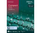 1500 LED compact cool white lights on green cable