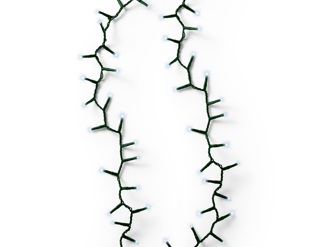 2000 LED compact cool white lights on green cable