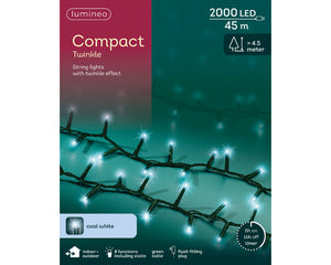 2000 LED compact cool white lights on green cable