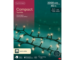 2000 LED Compact Warm White Lights on Green Cable