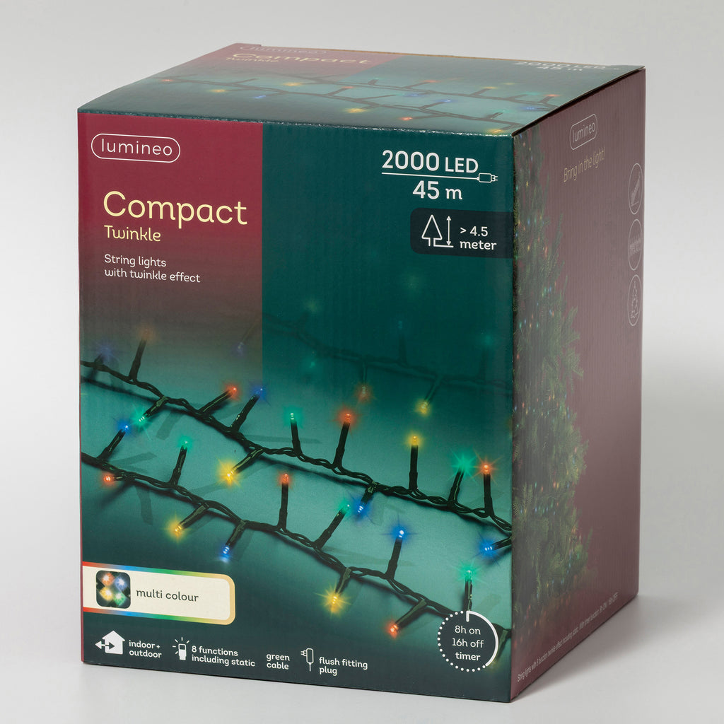 2000 LED Compact multi colour lights on green cable