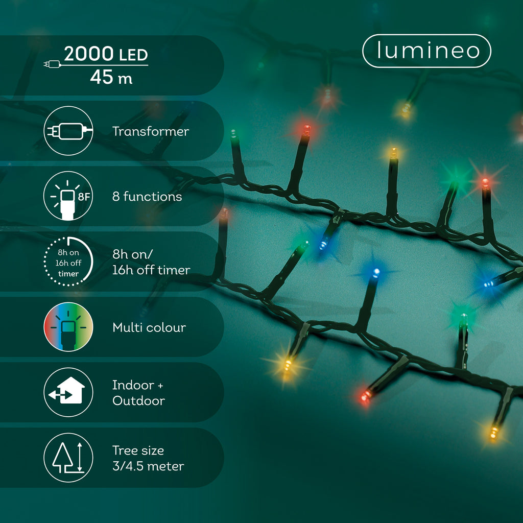 2000 LED Compact multi colour lights on green cable
