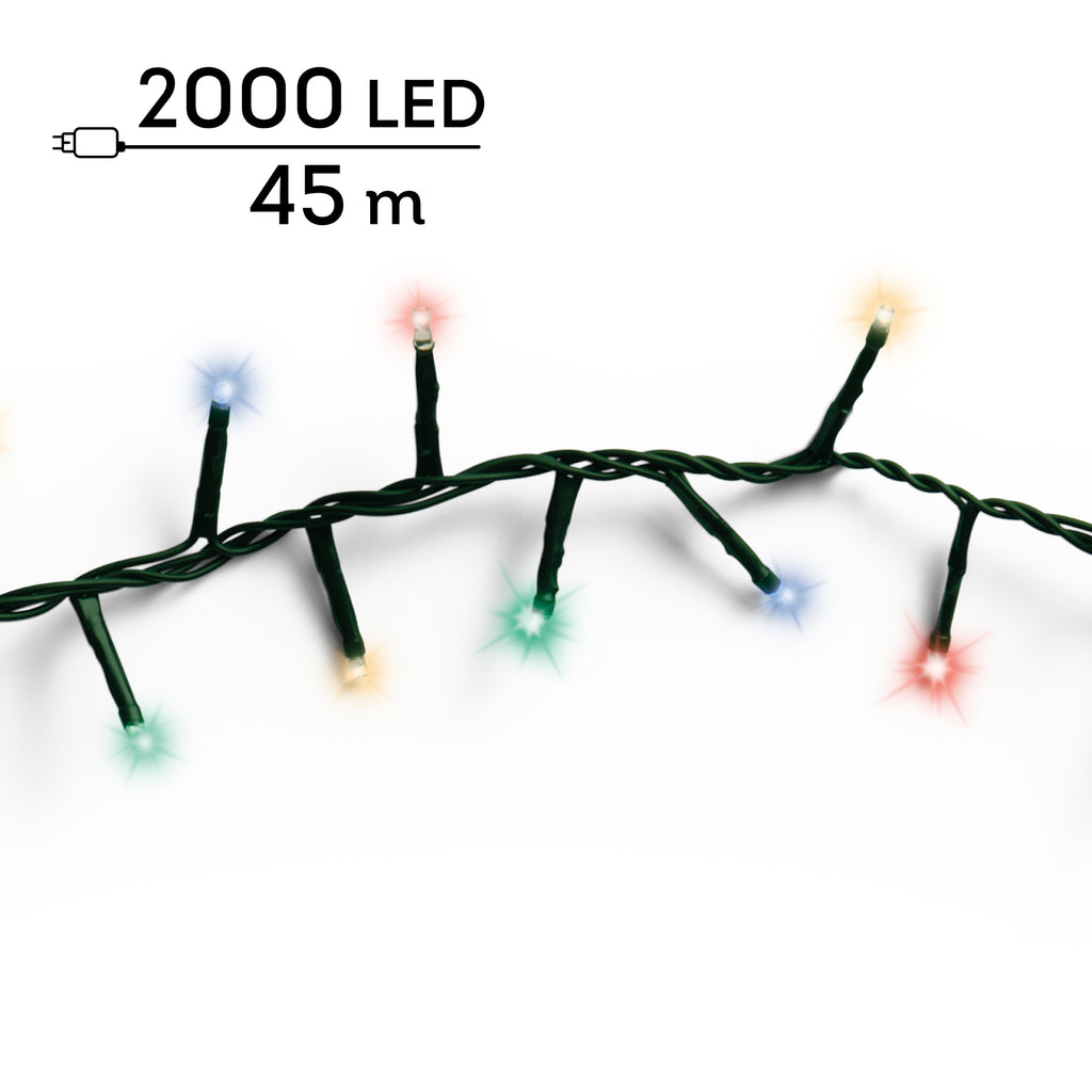 2000 LED Compact multi colour lights on green cable