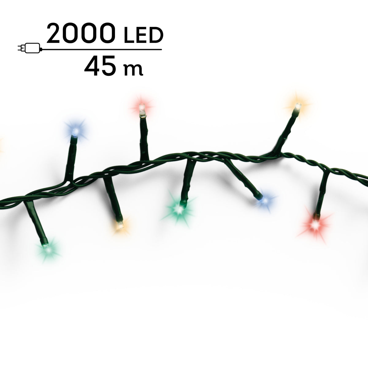2000 LED Compact multi colour lights on green cable