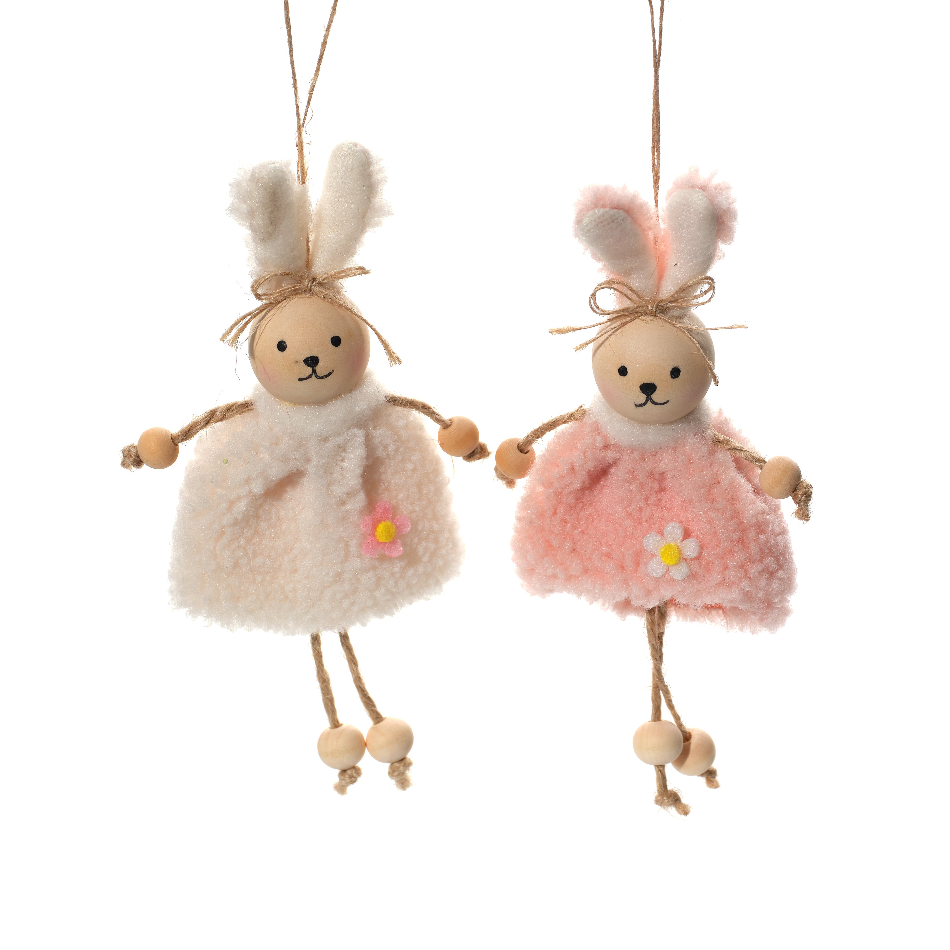Fluffy dressed bunny with dangly legs hanging dec