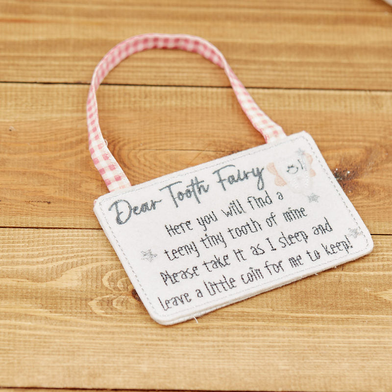 Pink gingham baby tooth envelope