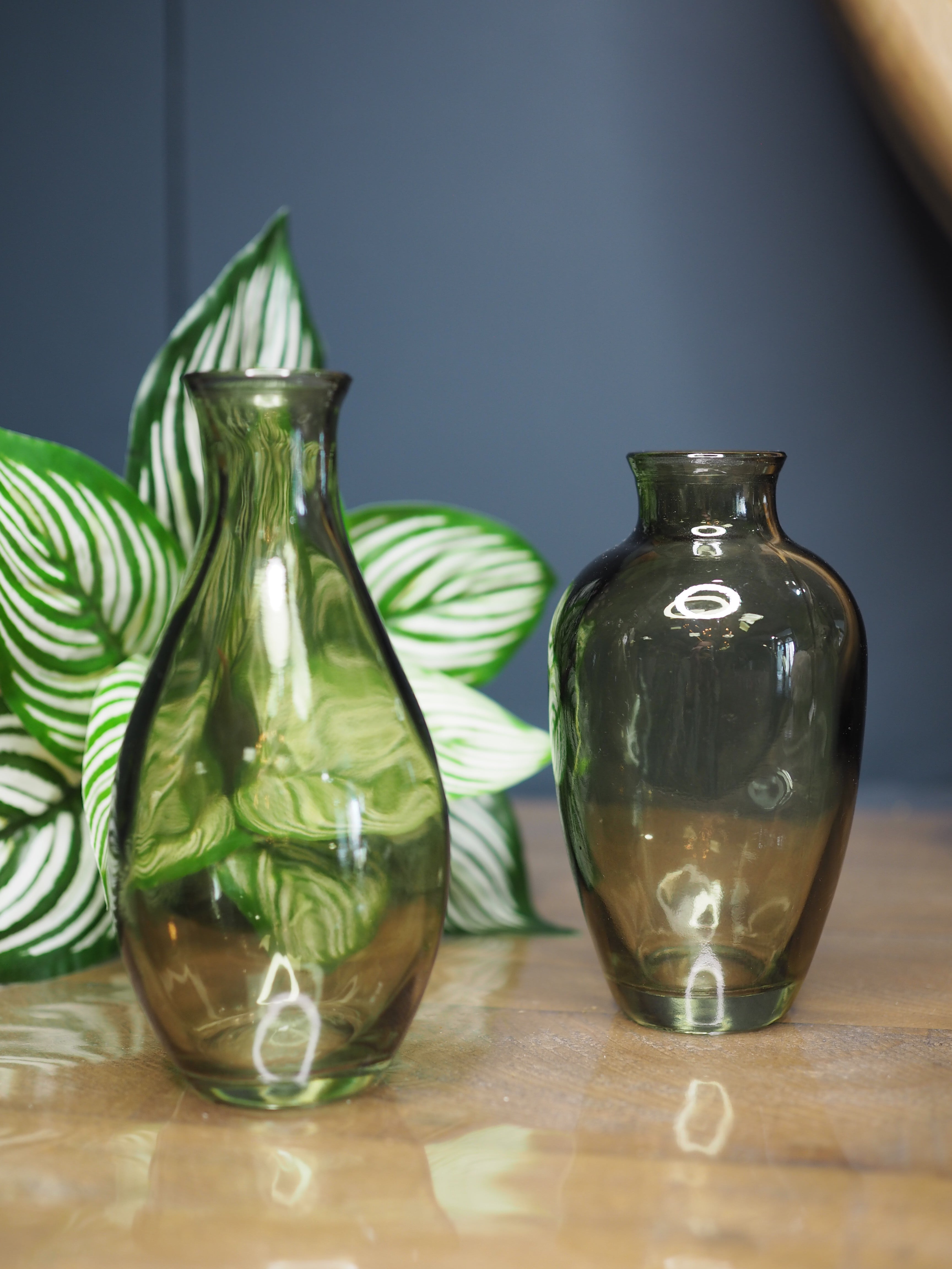 Green glass tapered bud vase