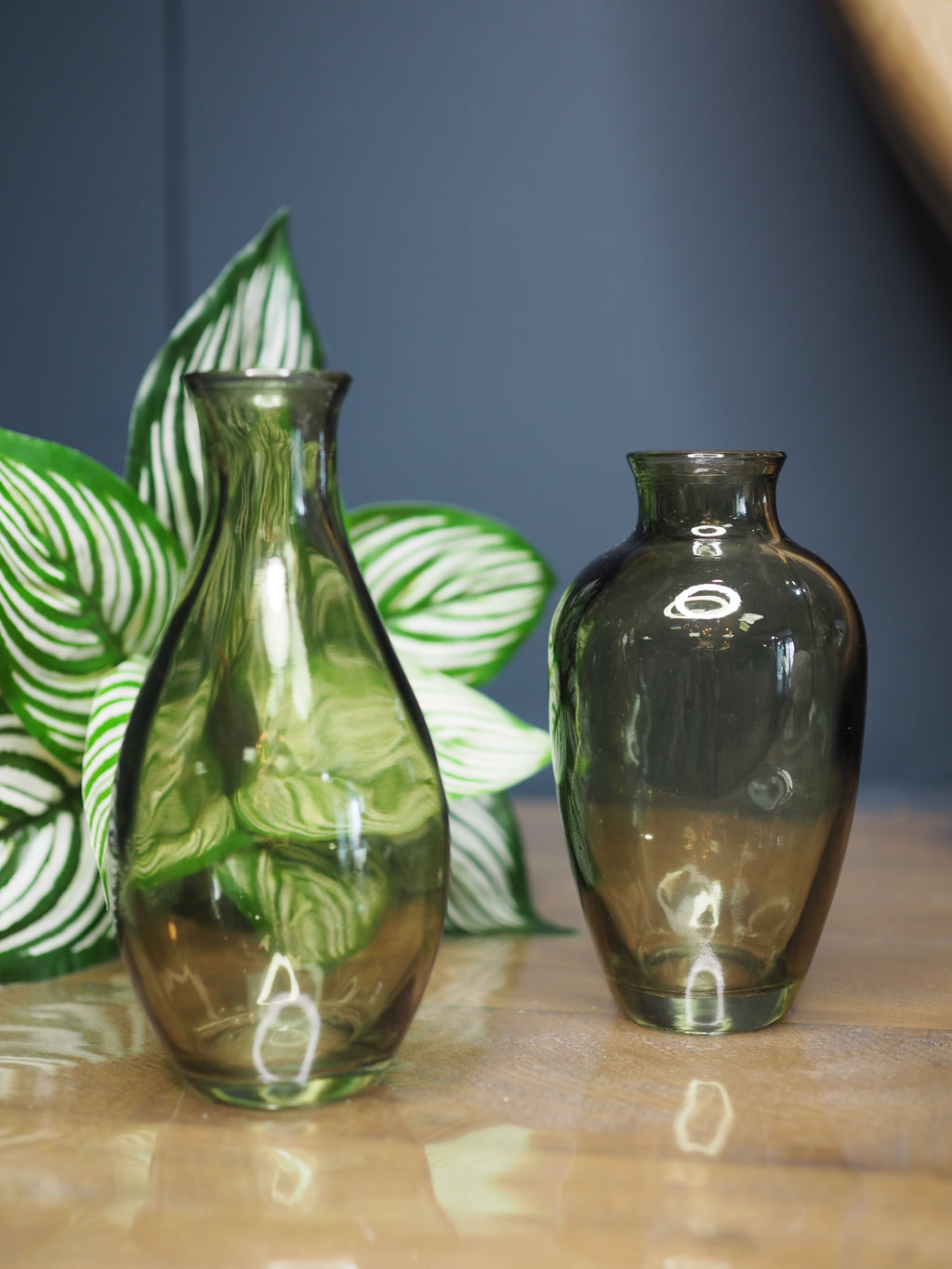 Green glass tapered bud vase