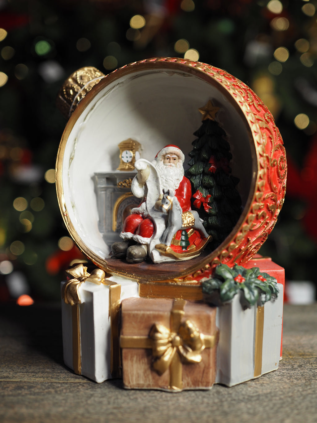 Nostalgic light up Santa in a Christmas bauble ornament