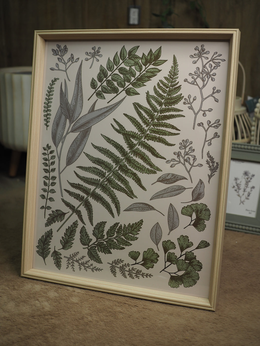 Leaf study natural framed print (X-large)