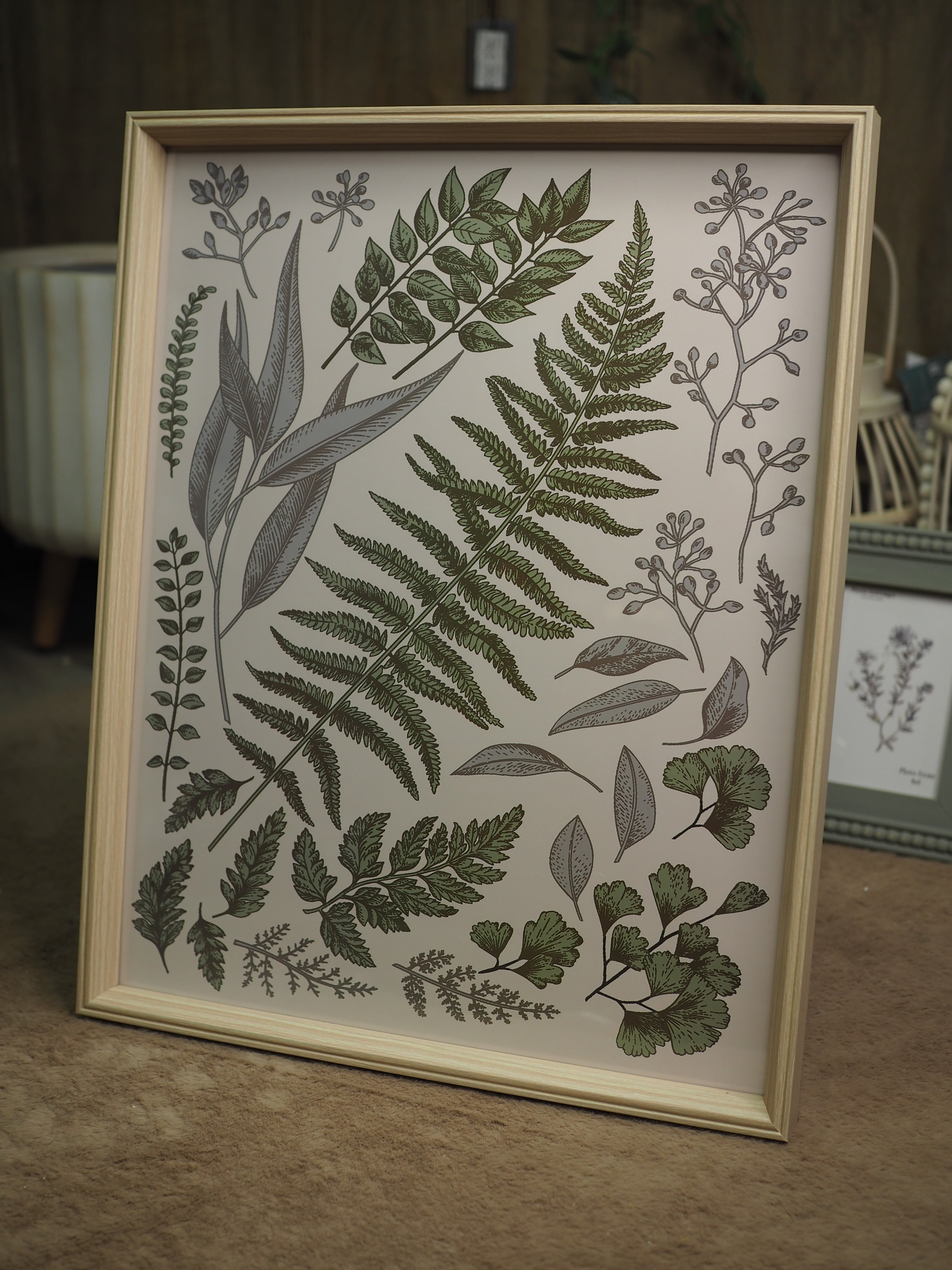 Leaf study natural framed print (X-large)