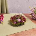 Pink and purple dried flowers candle holder