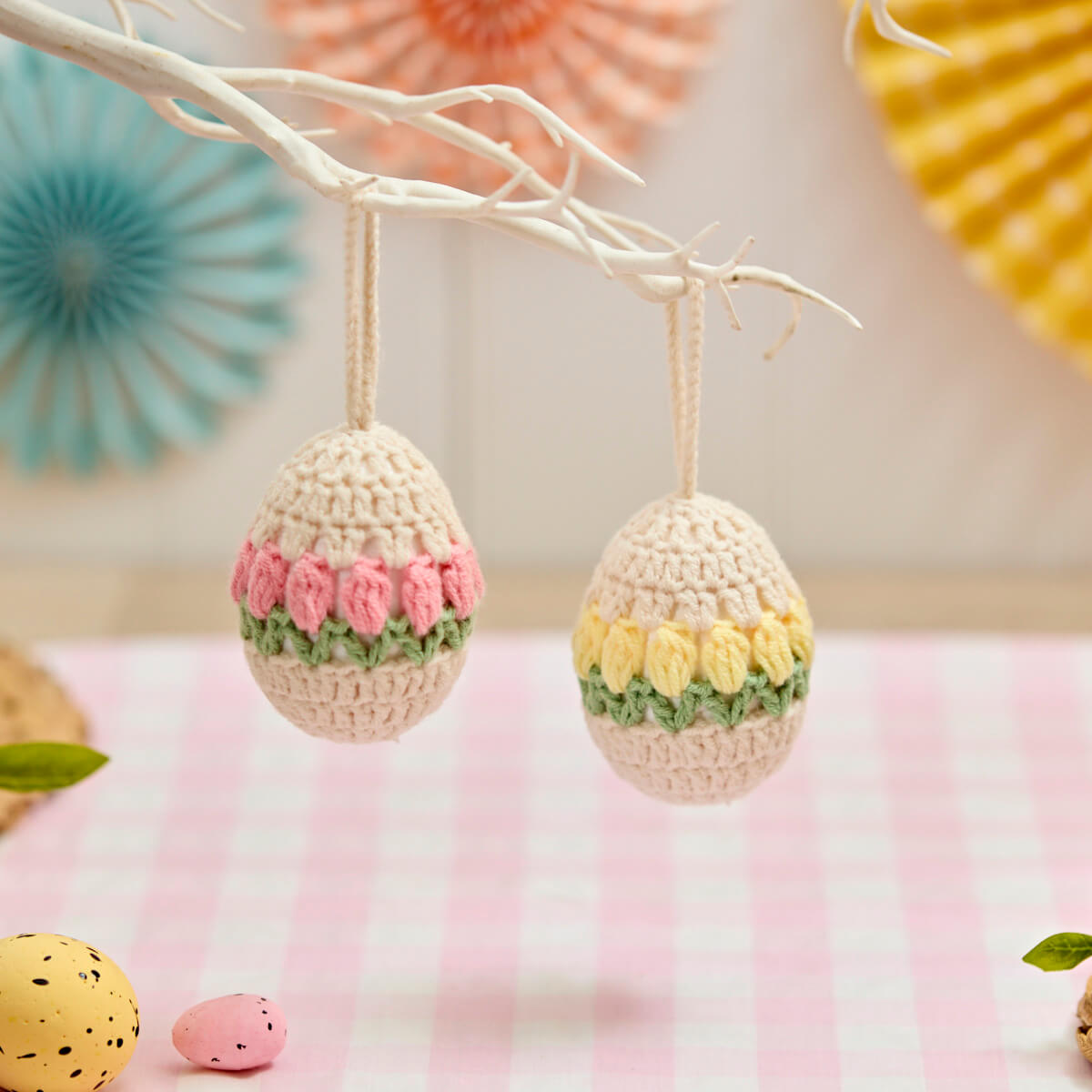 Crochet egg hanging decoration