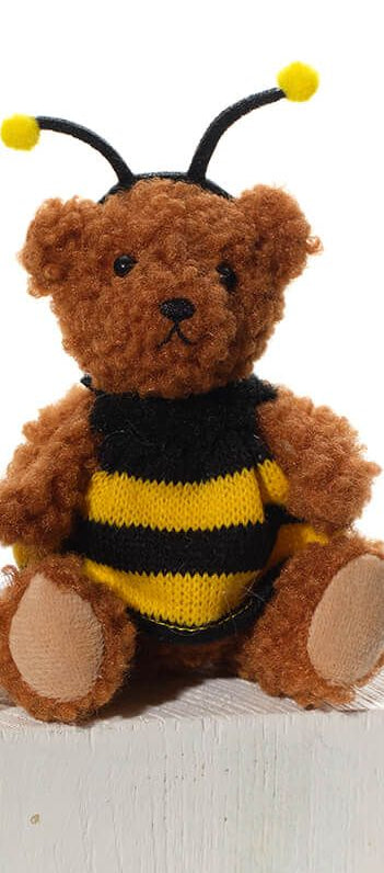 Sitting Fleecy teddy bear in bee costume