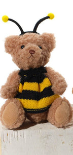 Sitting Fleecy teddy bear in bee costume