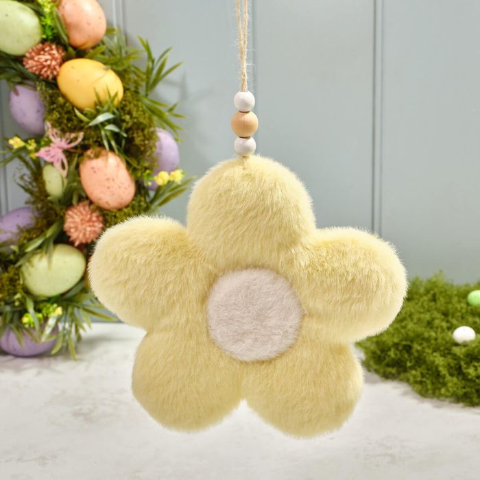 Furry yellow daisy hanging decoration (large)