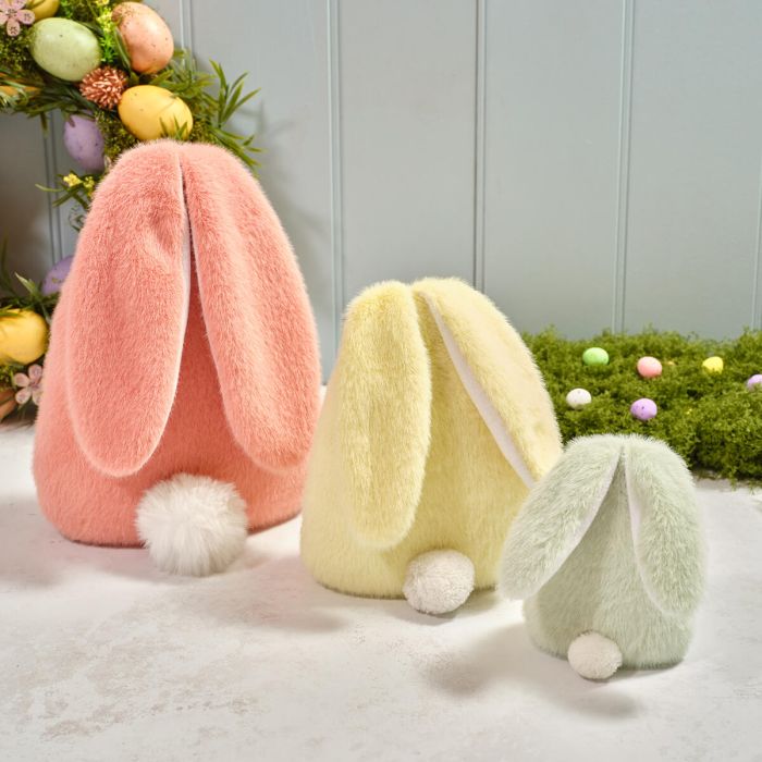 Plush pink bunny sitting ornament (Large)
