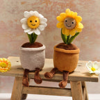 Cute potted daisy and sunflower shelf sitter