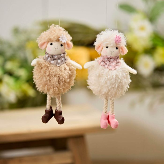 Furry sheep hanging decorations