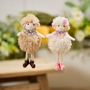 Furry sheep hanging decorations