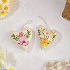 Floral embroidered linen blend heart