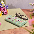 Velvet embroidered glasses case with glass beads