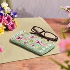 Velvet embroidered glasses case with glass beads