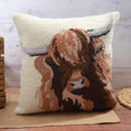 Highland cow Dougal hooked cushion with zip