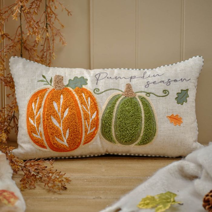 Harvest home pumpkin season appliqued cushion